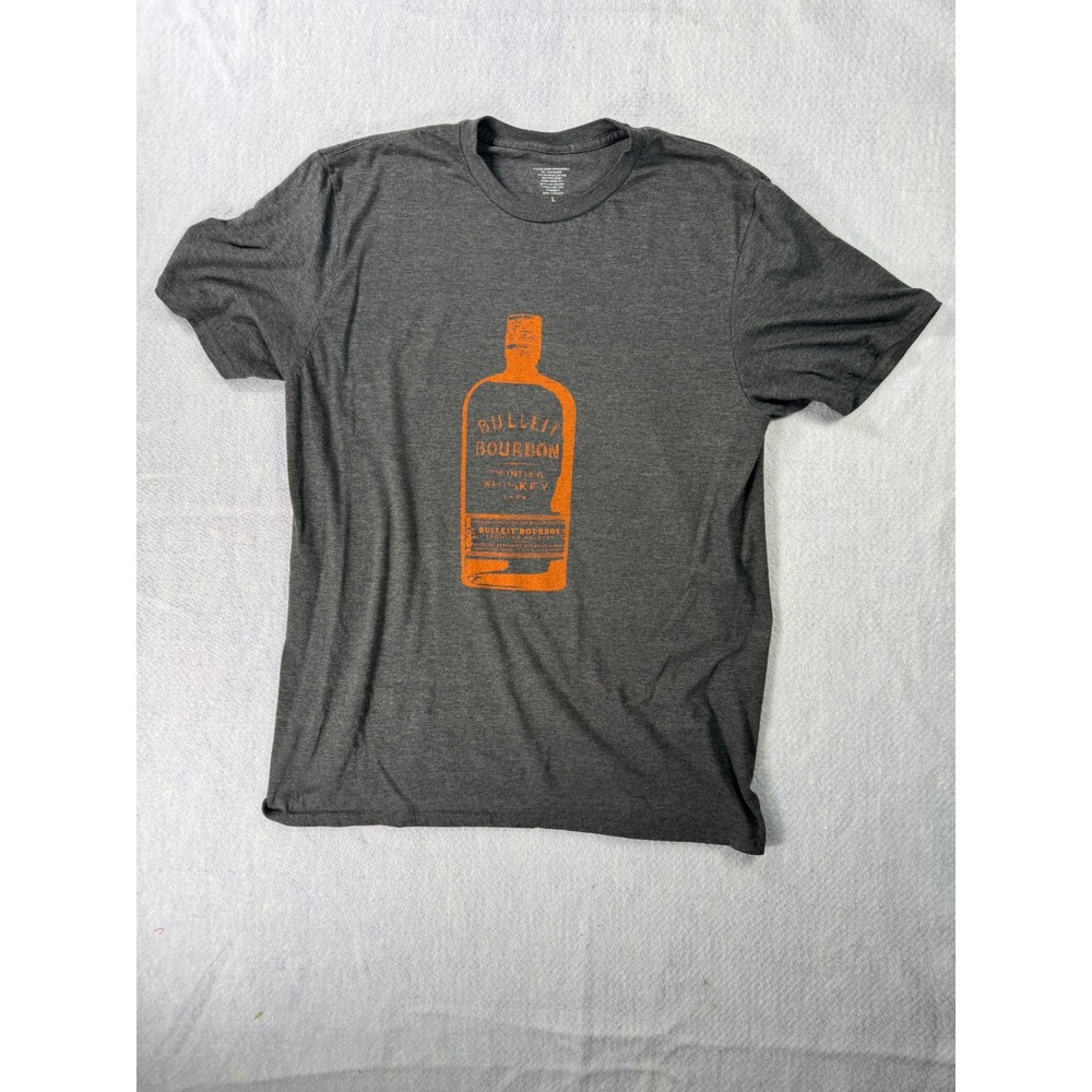 Bulleit Bourbon Frontier Whiskey Graphic T-Shirt Gray Orange Mens Large Tee